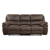 Tony 90 Inch Double Manual Recliner Sofa Brown Microfiber Solid Wood By Casagear Home BM314792