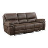 Tony 90 Inch Double Manual Recliner Sofa, Brown Microfiber, Solid Wood By Casagear Home