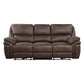 Tony 90 Inch Power Double Recliner Sofa USB Charging Port Brown Microfiber By Casagear Home BM314794