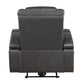 Emily 38 Inch Power Recliner Chair Cooling Cupholder LED Gray PU Leather By Casagear Home BM314796