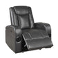 Emily 38 Inch Power Recliner Chair, Cooling Cupholder, LED, Gray PU Leather By Casagear Home