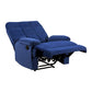 Patty 36 Inch Manual Recliner Chair Cushioned Blue Velvet Solid Wood By Casagear Home BM314797