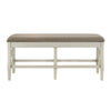 Marie 55 Inch Counter Height Bench Khaki Fabric Upholstered Beige Wood By Casagear Home BM314803