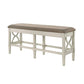 Marie 55 Inch Counter Height Bench Khaki Fabric Upholstered Beige Wood By Casagear Home BM314803