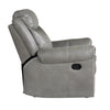 Max 42 Inch Manual Recliner Chair Gray Faux Leather Solid Wood Metal By Casagear Home BM314804