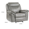 Max 42 Inch Manual Recliner Chair Gray Faux Leather Solid Wood Metal By Casagear Home BM314804