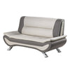 Elle 64 Inch Loveseat Beige Gray Faux Leather Metal Legs Solid Wood By Casagear Home BM314809