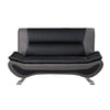 Elle 64 Inch Loveseat Black Gray Faux Leather Metal Legs Solid Wood By Casagear Home BM314810