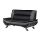 Elle 64 Inch Loveseat Black Gray Faux Leather Metal Legs Solid Wood By Casagear Home BM314810