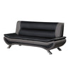 Elle 78 Inch Sofa Black Gray Faux Leather Metal Legs Solid Wood Frame By Casagear Home BM314812