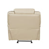 Millie 40 Inch Manual Recliner Chair Beige Faux Leather Solid Wood Metal By Casagear Home BM314815