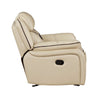 Millie 40 Inch Manual Recliner Chair Beige Faux Leather Solid Wood Metal By Casagear Home BM314815