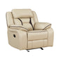 Millie 40 Inch Manual Recliner Chair Beige Faux Leather Solid Wood Metal By Casagear Home BM314815