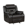 Millie 40 Inch Manual Recliner Chair, Dark Gray Faux Leather, Solid Wood By Casagear Home