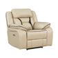 Millie 40 Inch Power Recliner Chair, Beige Faux Leather, Solid Wood, Metal By Casagear Home