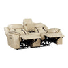 Millie 76 Inch Power Dual Recliner Loveseat Cupholders Beige Faux Leather By Casagear Home BM314821