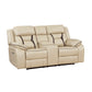 Millie 76 Inch Power Dual Recliner Loveseat Cupholders Beige Faux Leather By Casagear Home BM314821