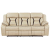 Millie 86 Inch Manual Dual Recliner Sofa Cushioned Beige Faux Leather By Casagear Home BM314823