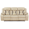 Millie 86 Inch Manual Dual Recliner Sofa Cushioned Beige Faux Leather By Casagear Home BM314823