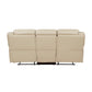 Millie 86 Inch Manual Dual Recliner Sofa Cushioned Beige Faux Leather By Casagear Home BM314823