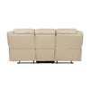 Millie 86 Inch Manual Dual Recliner Sofa Cushioned Beige Faux Leather By Casagear Home BM314823