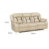 Millie 86 Inch Power Dual Recliner Sofa Cushioned Beige Faux Leather By Casagear Home BM314825