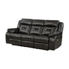 Millie 86 Inch Power Dual Recliner Sofa Cushioned Dark Gray Faux Leather By Casagear Home BM314826