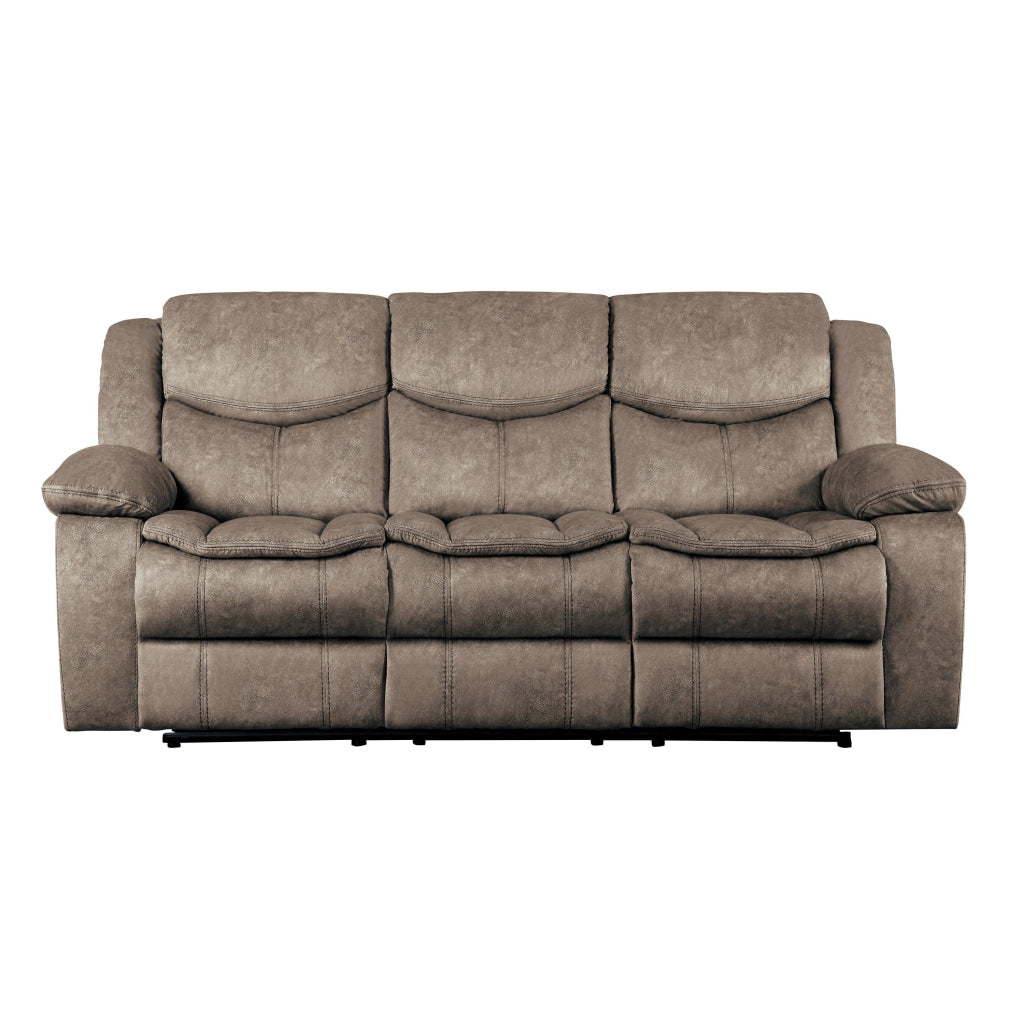 Joe 88 Inch Manual Dual Recliner Sofa Cushioned Plush Brown Microfiber By Casagear Home BM314828