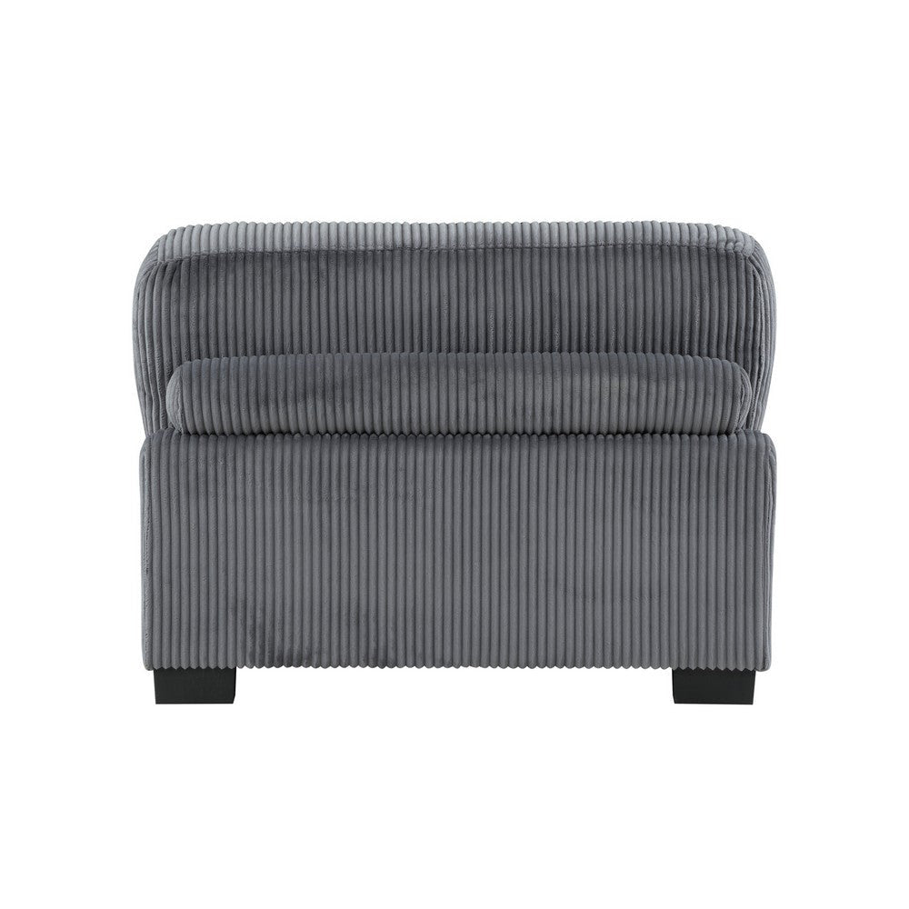 Rix 45 inch Modular Armless Chair Gray Corduroy Fabric Black Wood Legs By Casagear Home BM314831