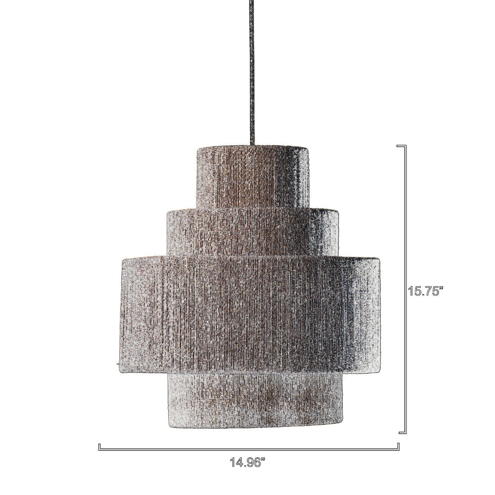 113 Inch Pendant Chandelier 3 Tier Design Beige Cotton Rope Iron Frame By Casagear Home BM314834