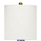 Navi 17 Inch Table Lamp White Linen Drum Shade Blue Glass Curved Body By Casagear Home BM314838