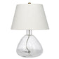 Navi 17 Inch Table Lamp White Linen Drum Shade Clear Glass Curved Body By Casagear Home BM314839