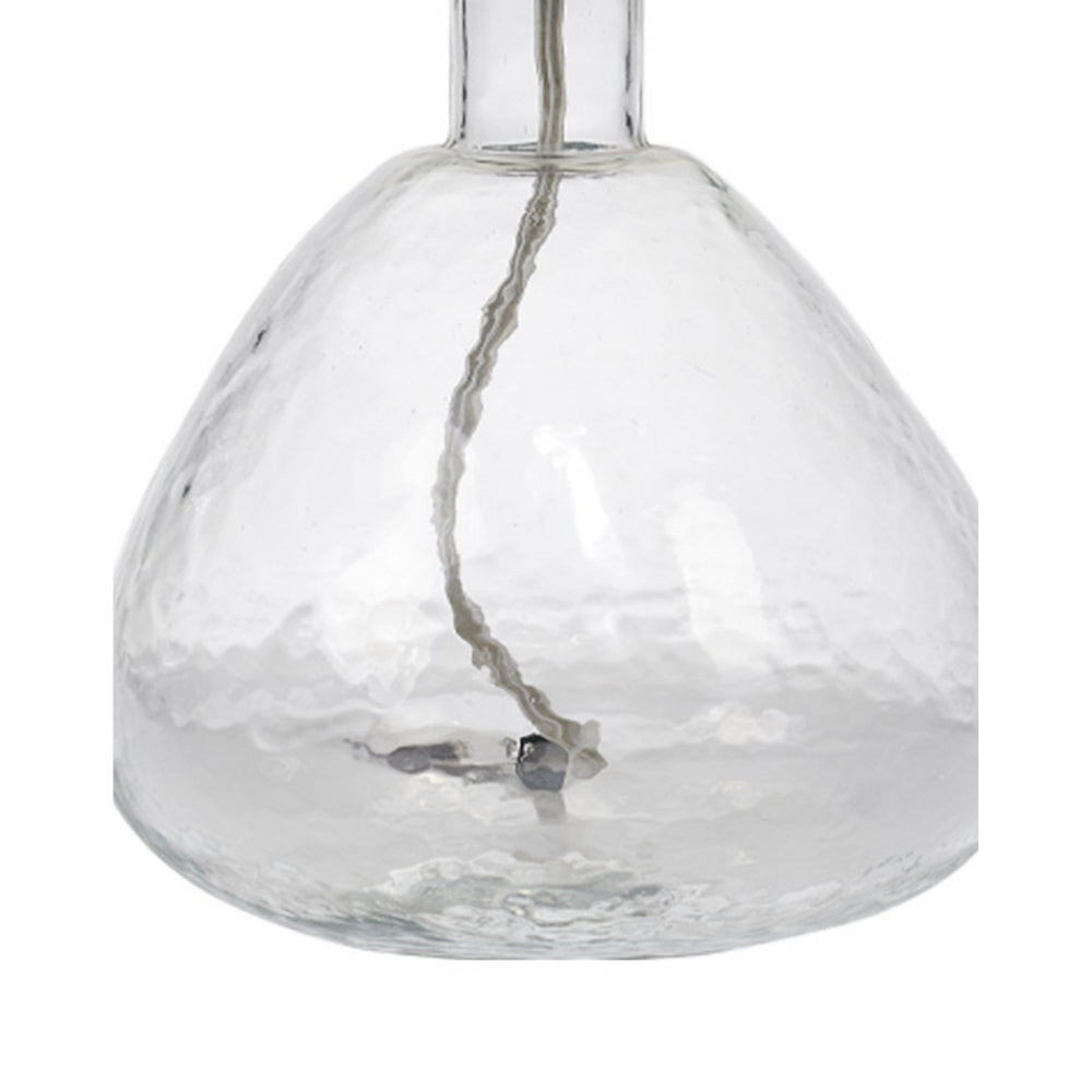 Navi 17 Inch Table Lamp White Linen Drum Shade Clear Glass Curved Body By Casagear Home BM314839