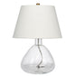 Navi 17 Inch Table Lamp White Linen Drum Shade Clear Glass Curved Body By Casagear Home BM314839