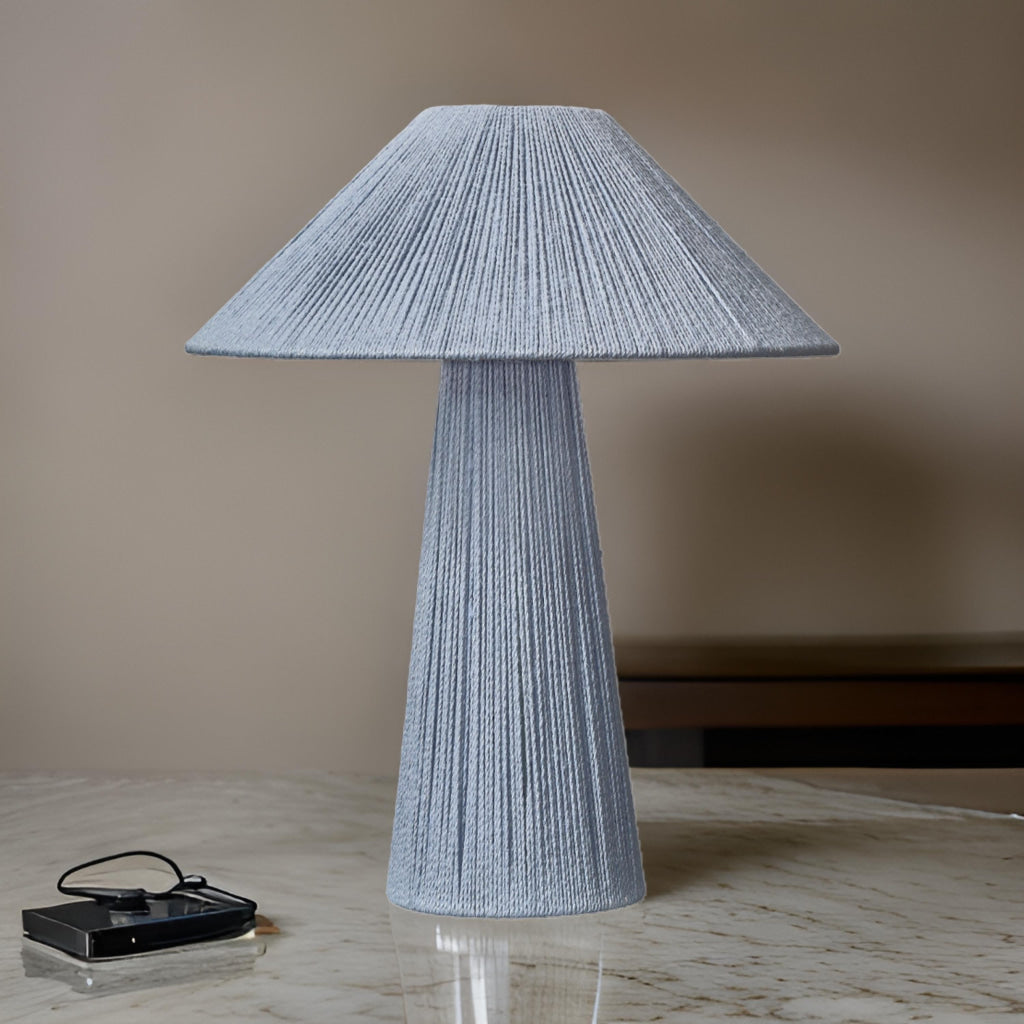 Liya 18 Inch Table Lamp, Cone Shade and Tapered Base, Textured Blue Finish By Casagear Home