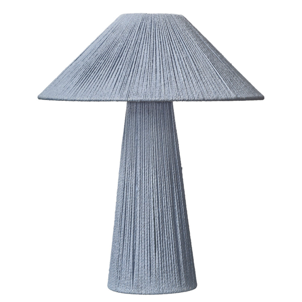 Liya 18 Inch Table Lamp Cone Shade and Tapered Base Textured Blue Finish By Casagear Home BM314840