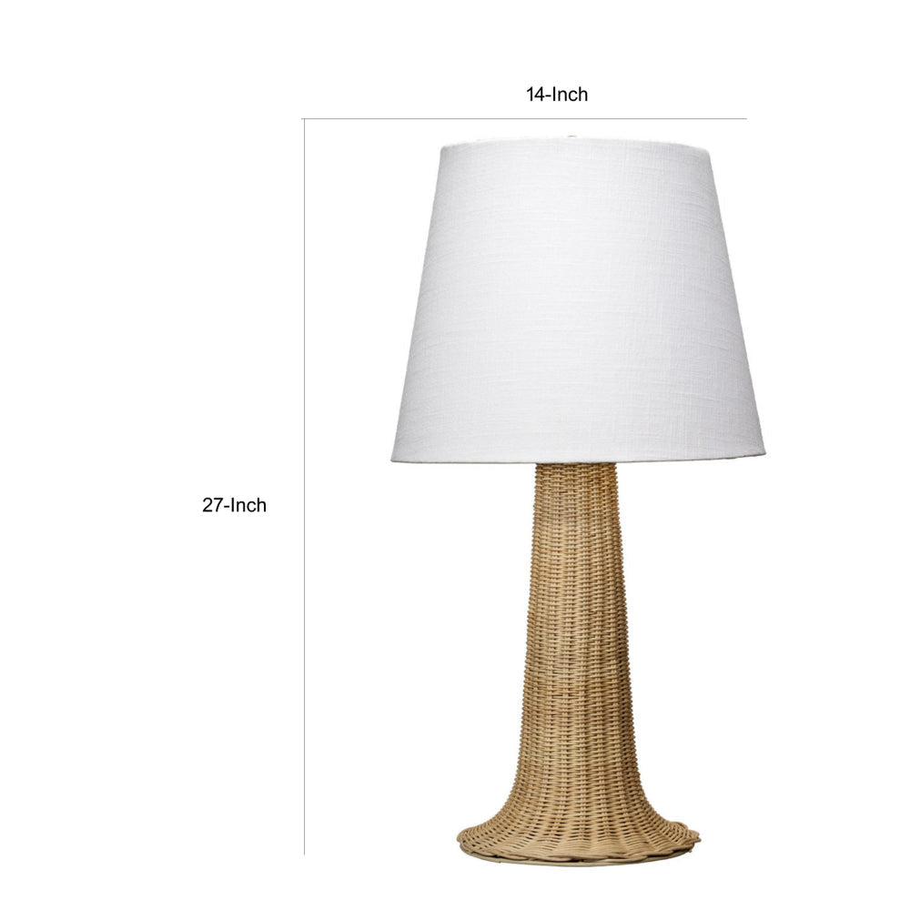 27 Inch Table Lamp Tree Trunk Base Tapered Shade White Natural Brown By Casagear Home BM314842