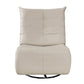 Gea 35 Inch Swivel Recliner Chair Tufted Beige Faux Leather Modern Design By Casagear Home BM314847