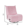 Gea 35 Inch Swivel Recliner Chair Tufted Pink Corduroy Solid Wood By Casagear Home BM314849