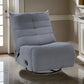 Gea 35 Inch Swivel Recliner Chair, Tufted, Blue Gray Corduroy, Solid Wood By Casagear Home