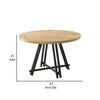 Tete 47 Inch Dining Table Solid Brown Wood Round Top Black Metal Base By Casagear Home BM314852