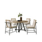 Tete Dining Table Set with 4 Chairs, Solid Wood Round Top, Black Metal Base By Casagear Home