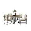 Tete Dining Table Set with 4 Chairs, Solid Wood Round Top, Black Metal Base By Casagear Home