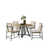 Tete Dining Table Set with 4 Chairs Solid Wood Round Top Black Metal Base By Casagear Home BM314853