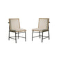 Tory 25 Inch Dining Chair Set of 2 Cream Fabric Brown Wood Black Metal By Casagear Home BM314856