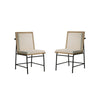 Tory 25 Inch Dining Chair Set of 2 Cream Fabric Brown Wood Black Metal By Casagear Home BM314856