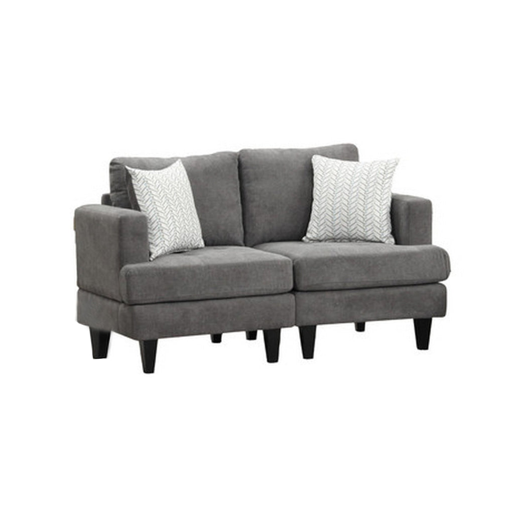 Lae 2 Piece Sofa and Loveseat Set 4 Throw Pillows Tufted Gray Chenille By Casagear Home BM314857