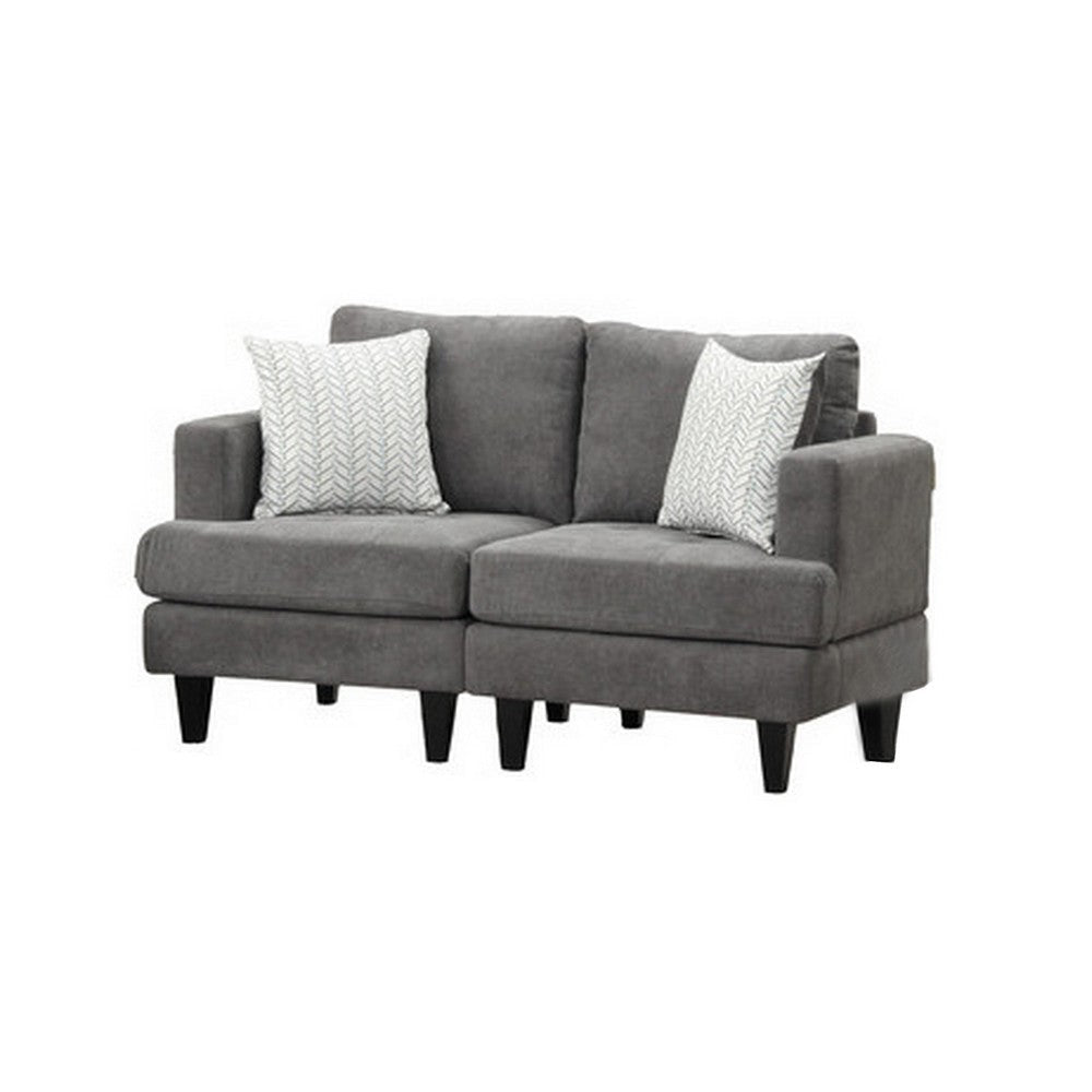 Lae 2 Piece Sofa and Loveseat Set 4 Throw Pillows Tufted Gray Chenille By Casagear Home BM314857