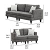 Lae 2 Piece Sofa and Loveseat Set 4 Throw Pillows Tufted Gray Chenille By Casagear Home BM314857