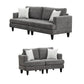 Lae 2 Piece Sofa and Loveseat Set, 4 Throw Pillows, Tufted, Gray Chenille By Casagear Home